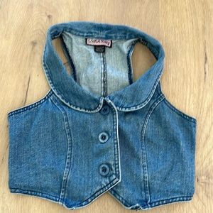 LA Kitty VTG DENIM VEST CROP TOP Blue VINTAGE JEAN VEST